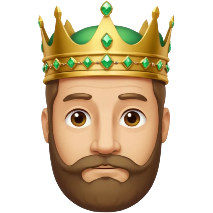 Create a cartoon-style emoji of Gaspar, one of the Three Wise Men. Only show his face and crown. He is middle-aged to older, with a brown beard, gentle wrinkles, and a green and gold jeweled crown. Express a wise and friendly demeanor. Colorful and simple, suitable as an emoji. emoji