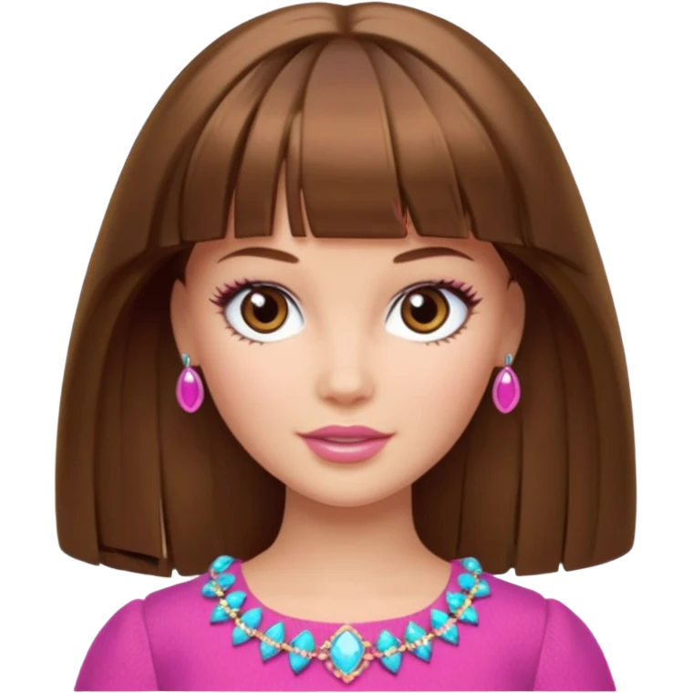 barbie merliah summers with brown hair a fringe and light brown eyes  emoji