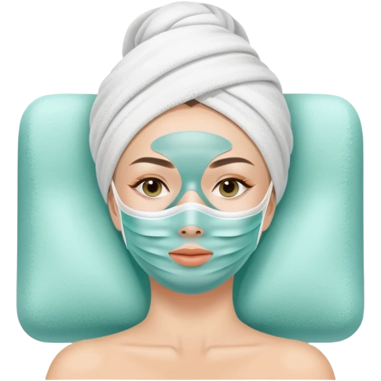Lady with face mask spa beauty full face relaxing emoji