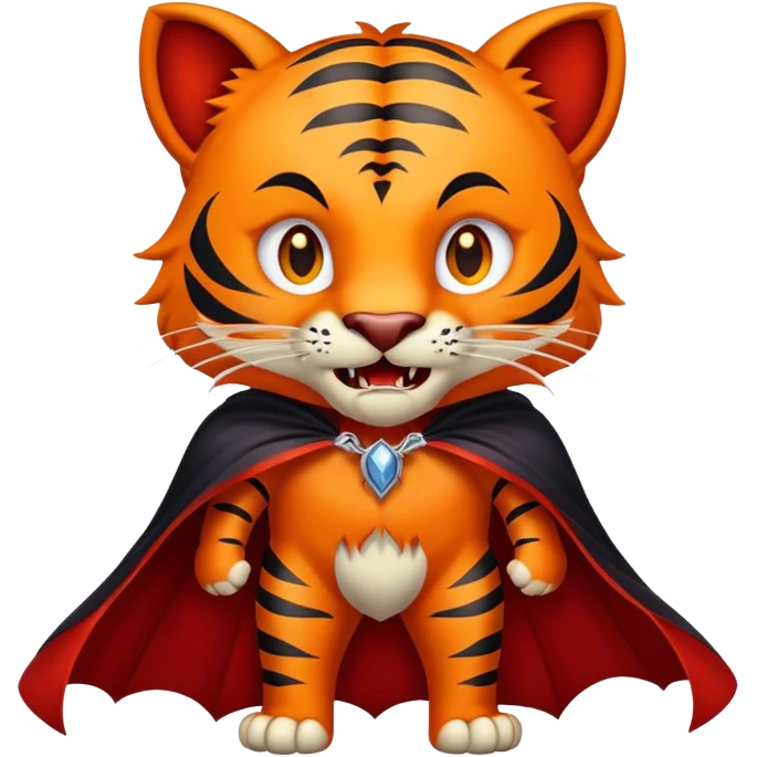 Vampire tiger count dracula with cape and fangs emoji