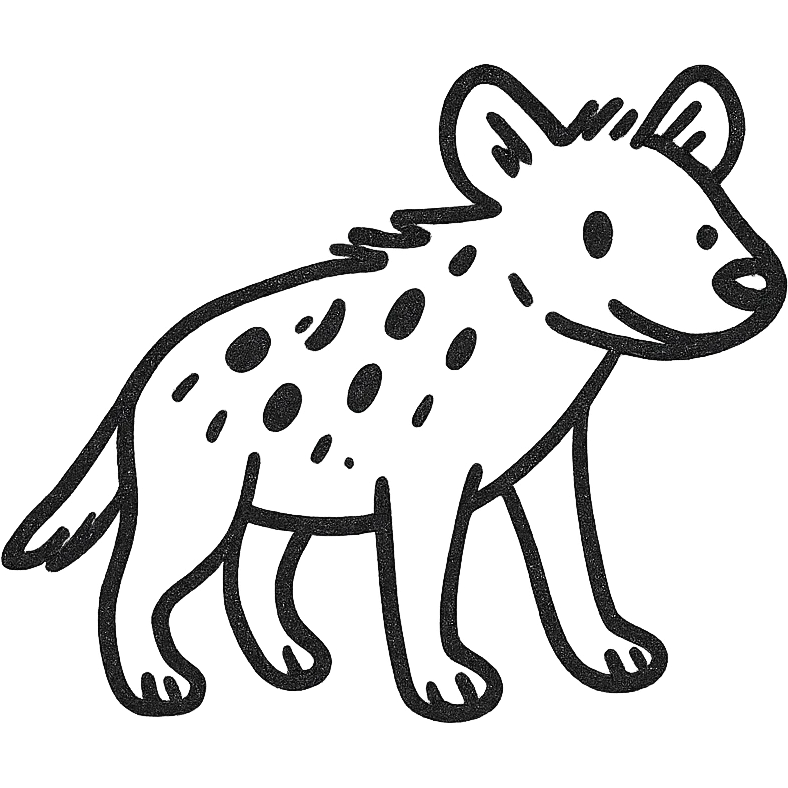 hyena, hand drawn black outline style emoji