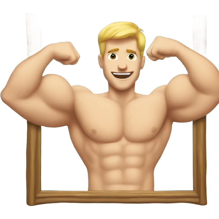 White Guy flexing in mirror emoji