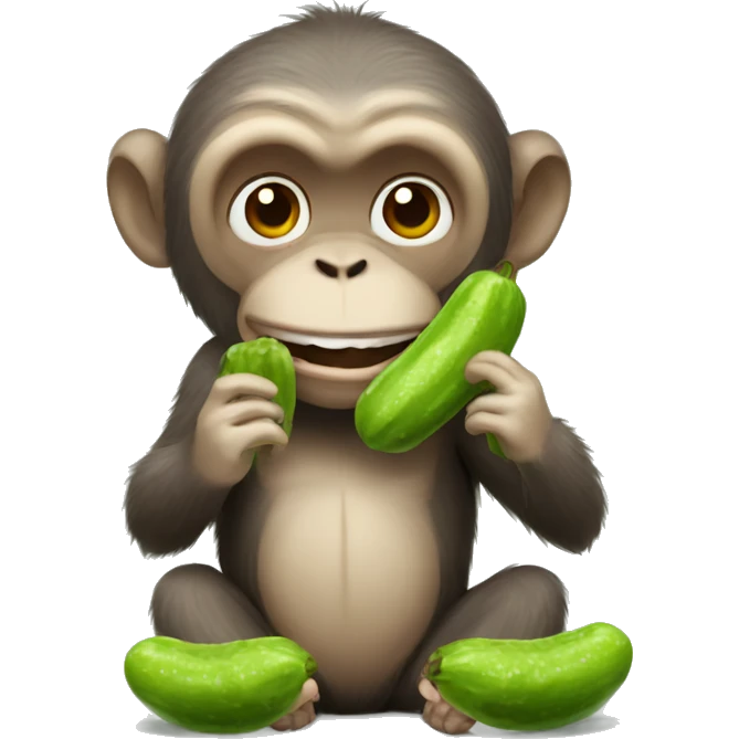 Monkeys eating pickles emoji