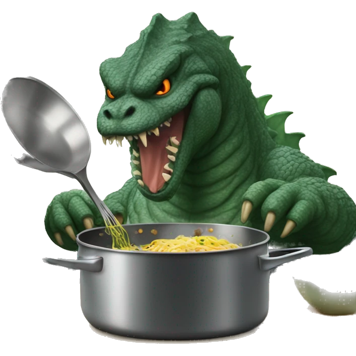 Godzilla cooking shrimp scampi  emoji