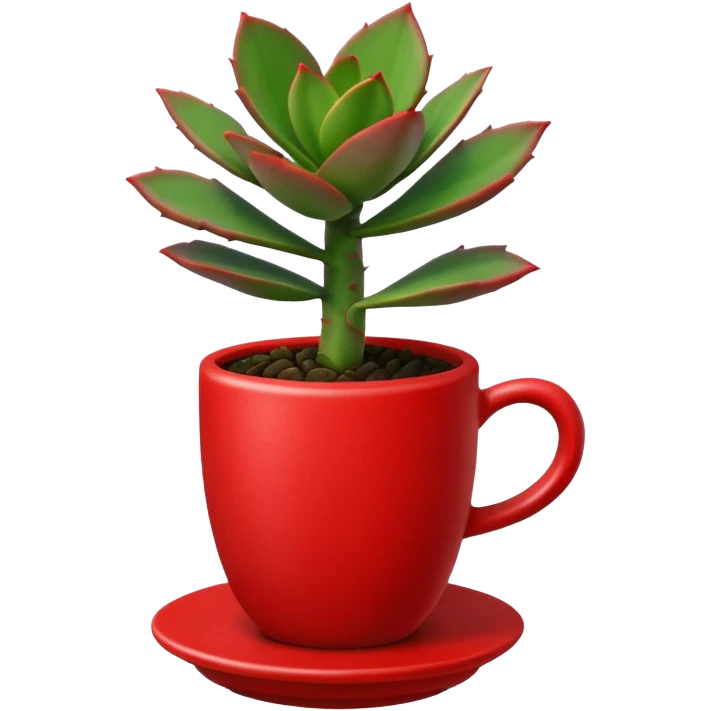 Desk Succulent Plant red cup emoji