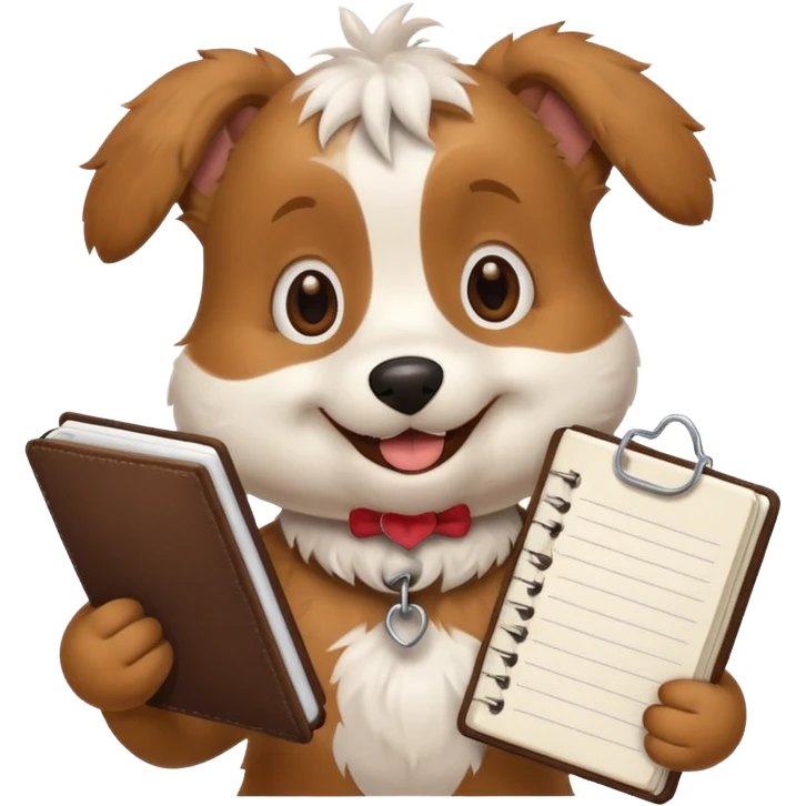 funny dog with diary and pen emoji