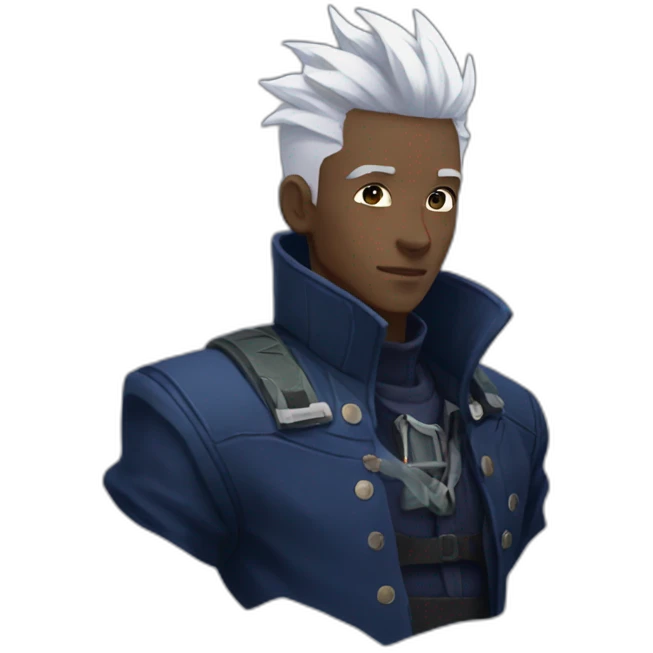 ekko from arcane with white hair and navy blue jacket emoji
