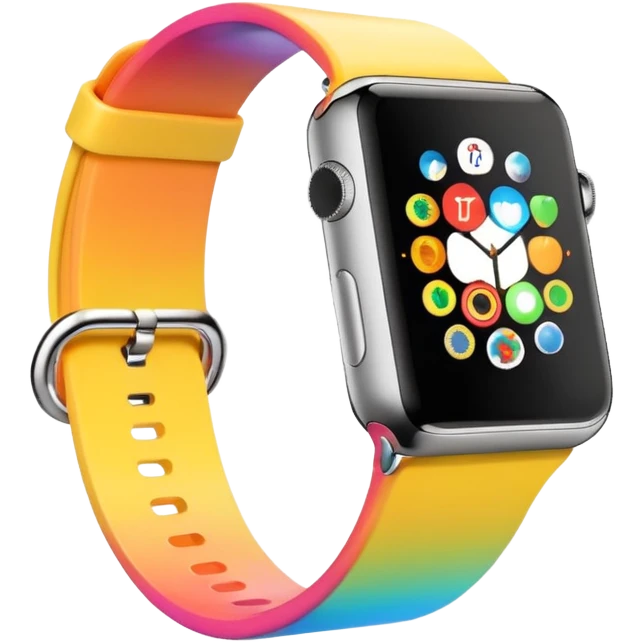 a colourful apple watch with fitness rings in the style of an ios emoji  emoji