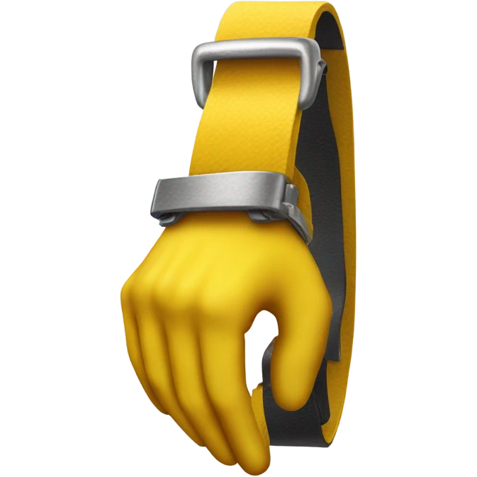 Belt dangling from yellow hand emoji