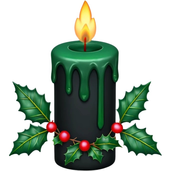 Black gothic candle with holly  emoji