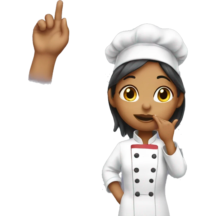 Girl chef blowing a kiss with her hand emoji