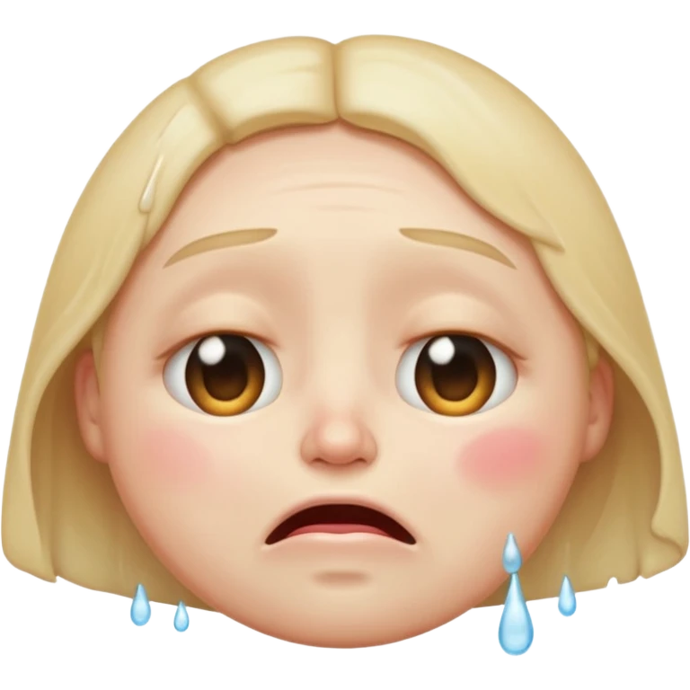 crying emoji with eyes open wide, visible eye bags, 3/4 profile emoji