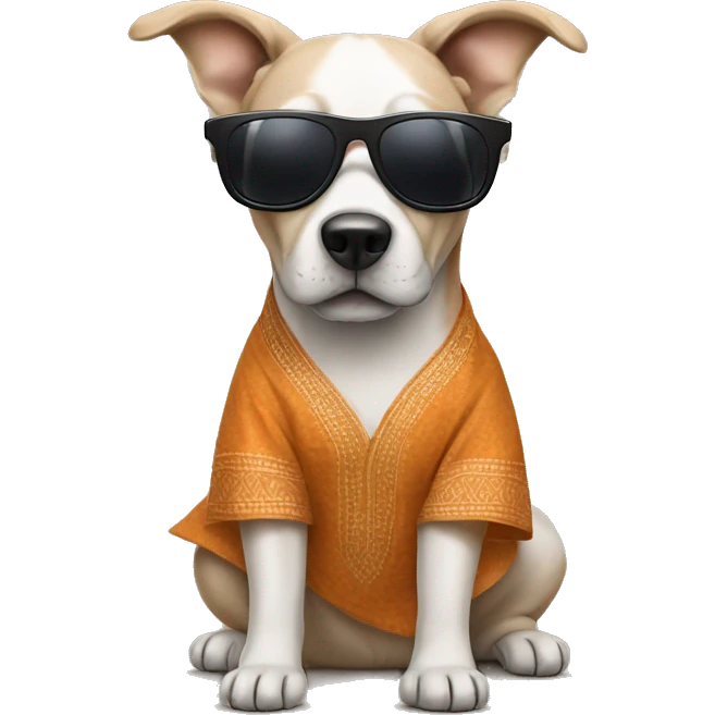 Dog wearing kurta and sunglasses emoji