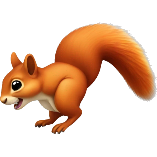 jumping female squirrel orange burnt with big tail
 emoji