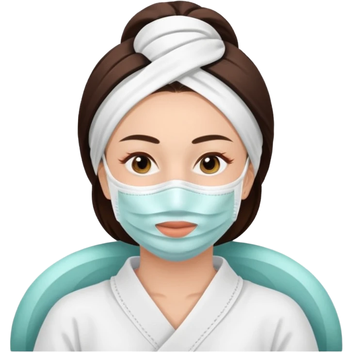Lady with face mask spa beauty full face relaxing emoji