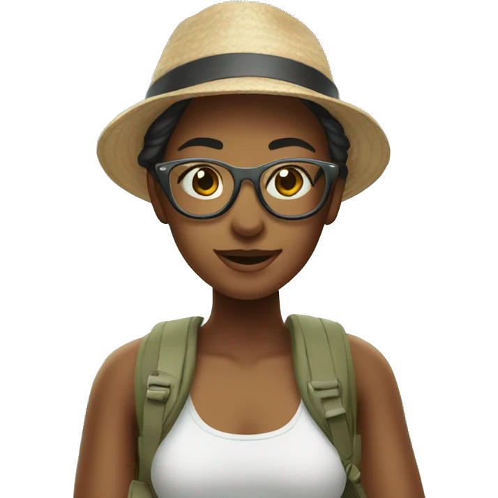 Girl tourist with glasses at the beach emoji