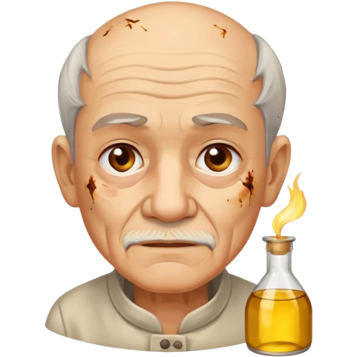 AN OLD MAN FULL OF BURNED MARKS BECAUSE OF COOKING OIL emoji