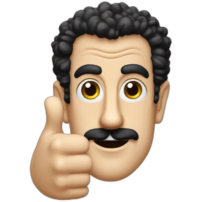 Borat very nice putting two thumbs up with five find on each hand emoji