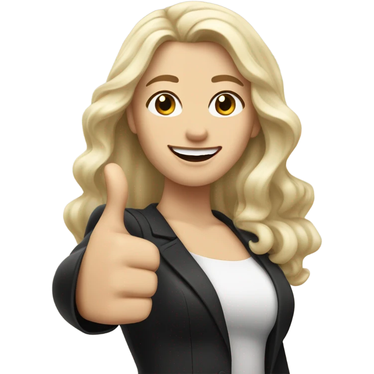 Woman, white skin, pale skin, long black hair, blonde hair, wavy hair, thumbs up emoji