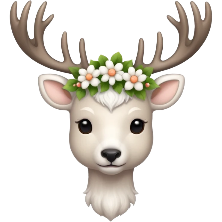 White deer with flowers on his antlers  emoji