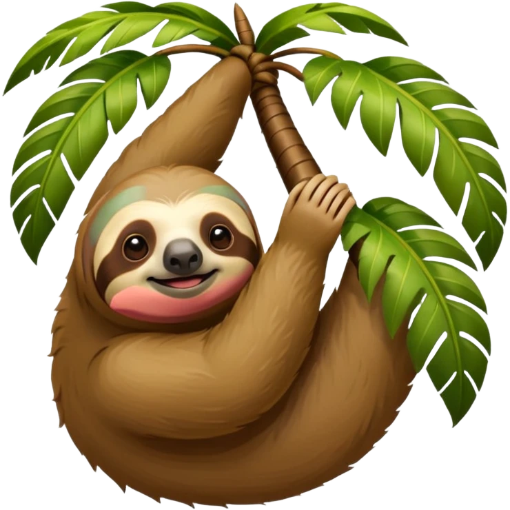 Теперь также, но ленивца с пальмой  emoji