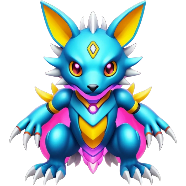  exotic futuristic modern cyber-Fakémon-Digimon-Vernid-creature emoji