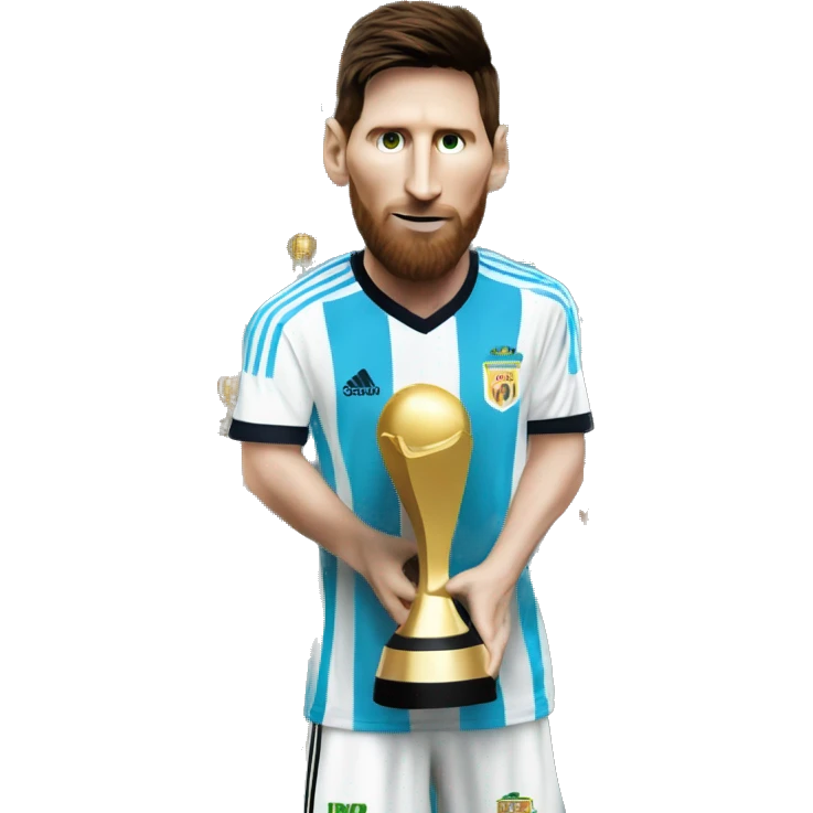 Lionel Messi with world cup trophy  emoji