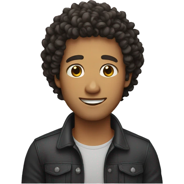 Man with curly hair and dimples emoji