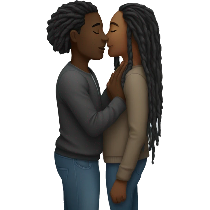 Black couple with locs kissing  emoji