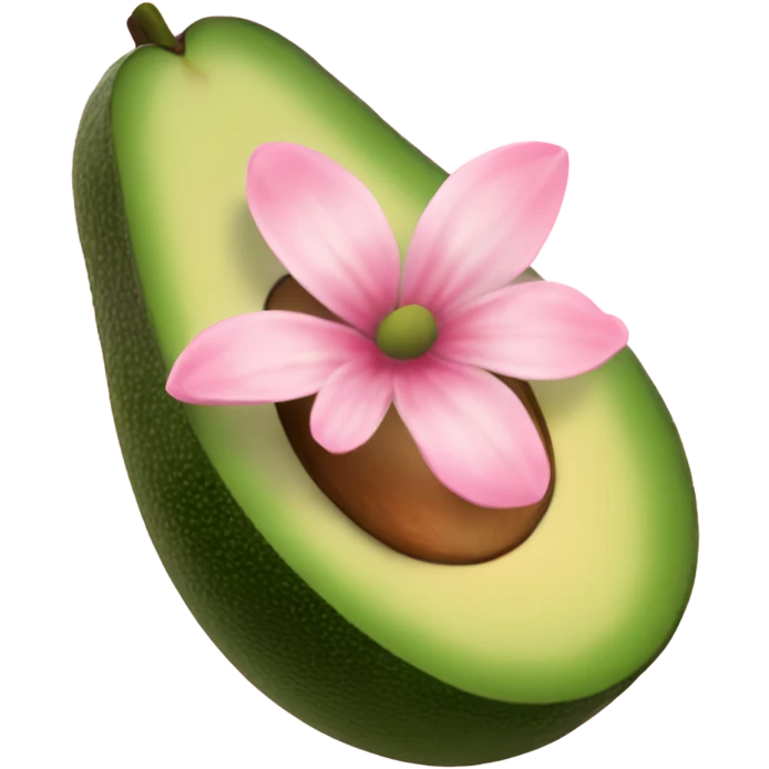 Realistic avacado with pale pink flower emoji