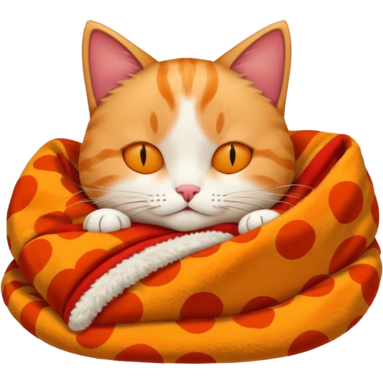 A sleepy cat patient wrapped in a warm blanket, holding a tiny hot pack.
 emoji