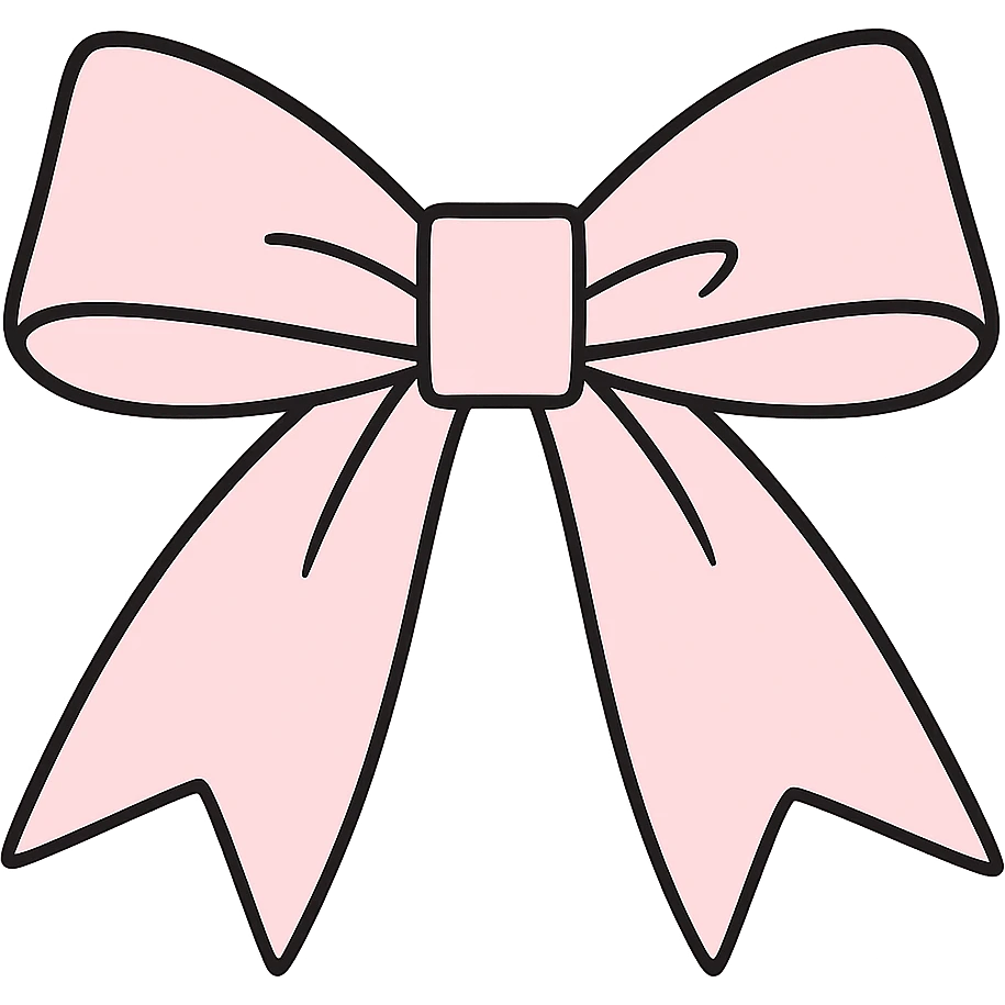 Make the preppy pink bow more long and flowy, pastel pink, neat ribbon, subtle shine, no background. emoji