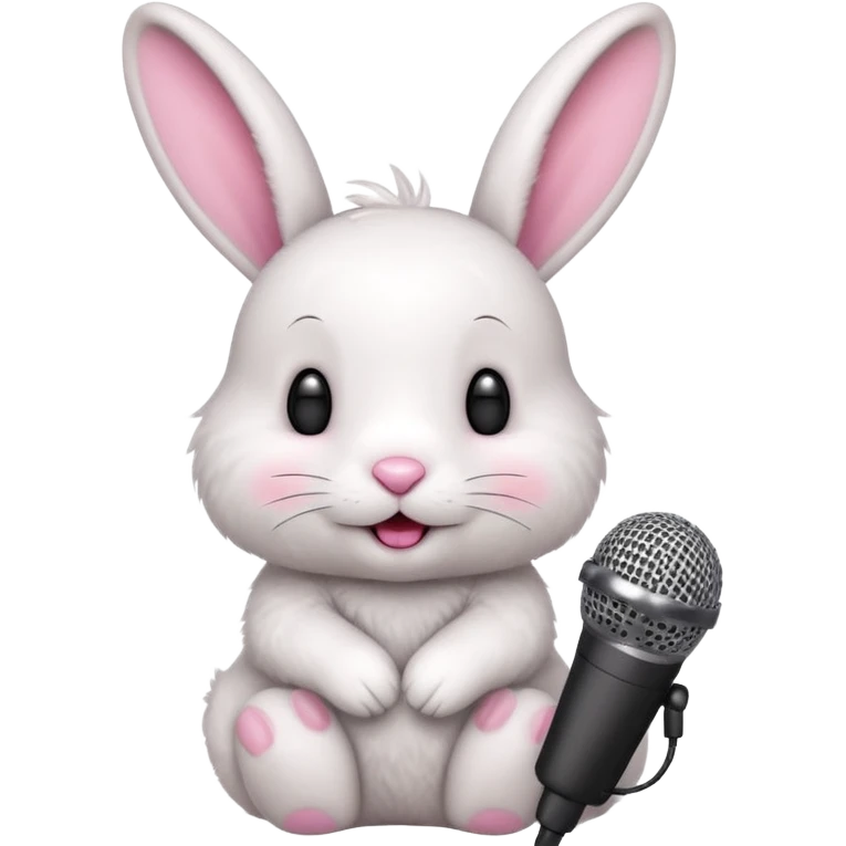 white bunnie singing to mic emoji