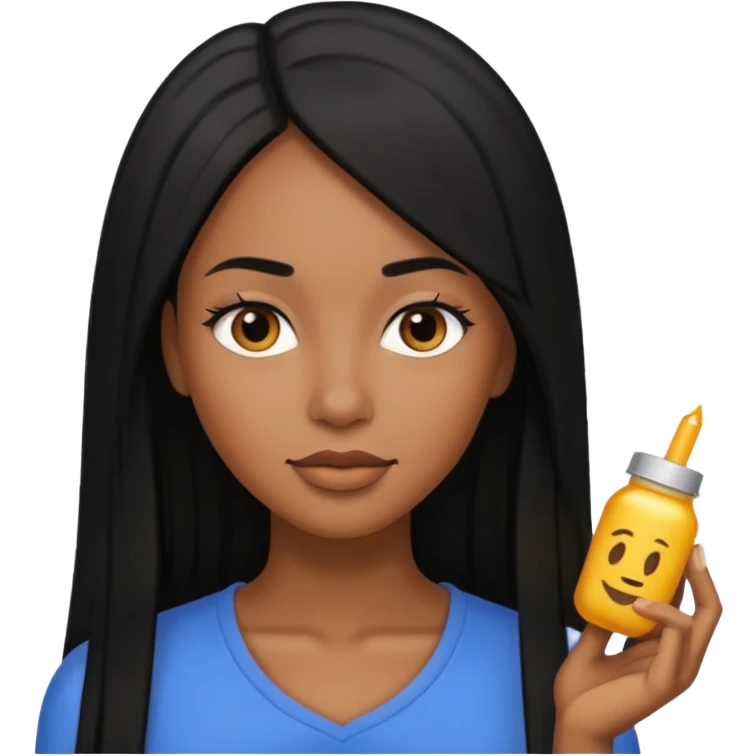 shorter brownskin Black woman with long straight black hair emoji