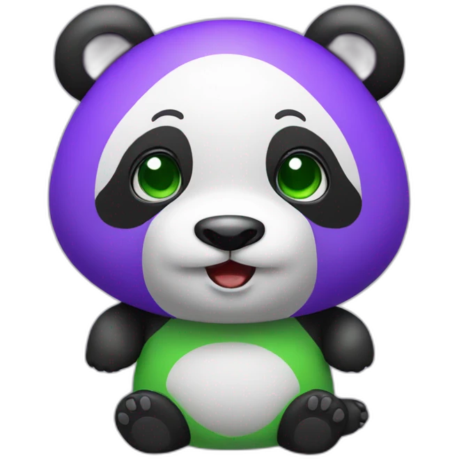 Purple and Green panda happy emoji