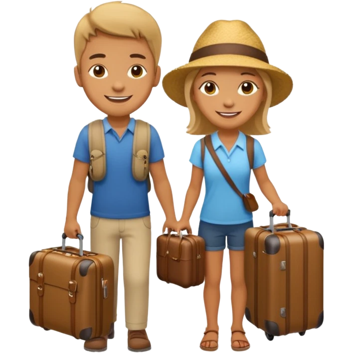 photorealistic tourists with a suitcase emoji