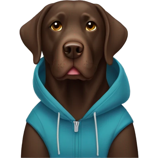 Chocolate lab wearing a hoodie emoji