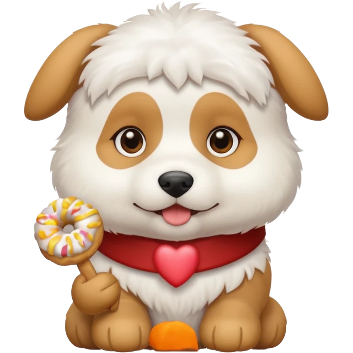 White, cute Puppy eating a treat emoji