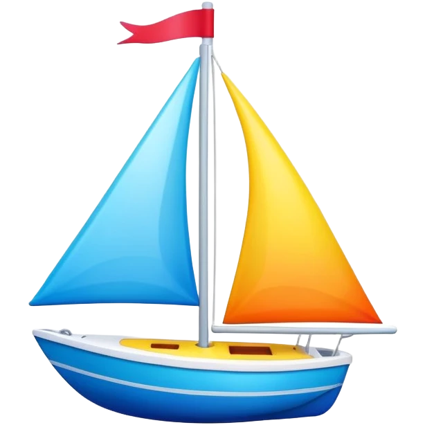 A colorful toy sailboat with a cute smiling face on the bow emoji