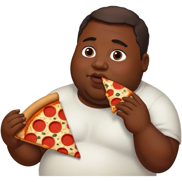 Fat  black dude eating pizza emoji