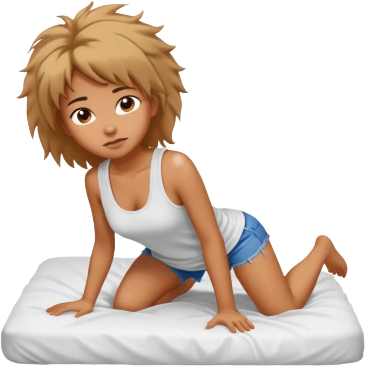 an girl on a bed all on fours emoji
