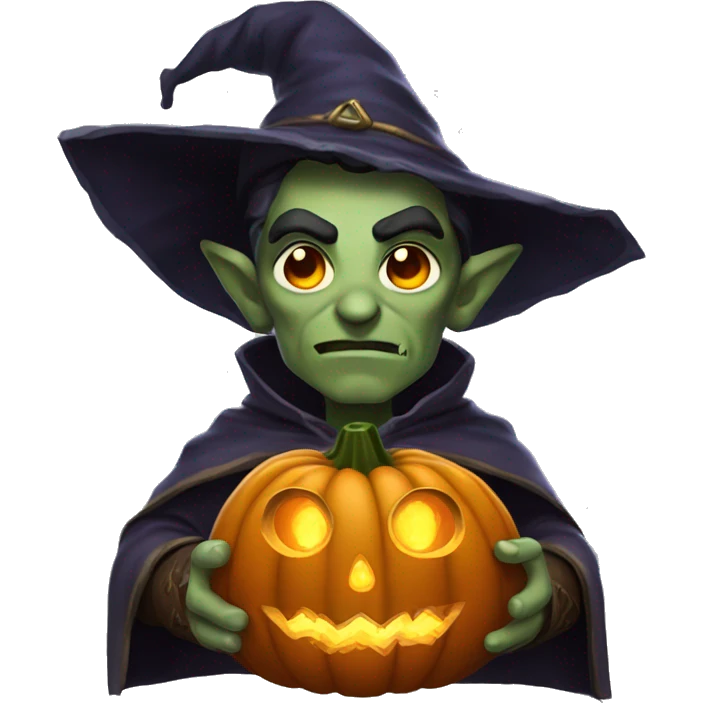 half-orc male wizard necromancer pumpkin emoji
