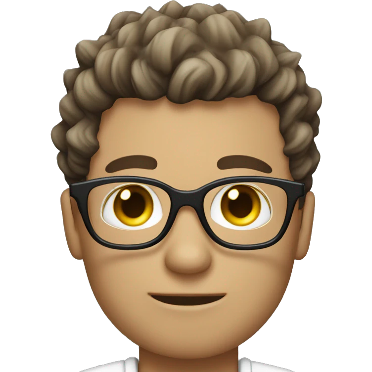 black male with spikey hair and glasses and white female with brown wavy hair , green eyes and glasses emoji