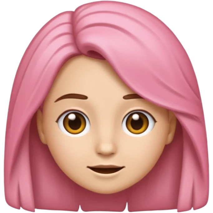 crie um emoji rosa de uma meninas de cabelo liso castanho claro  emoji