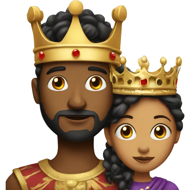a queen and a king with hear eyes emoji