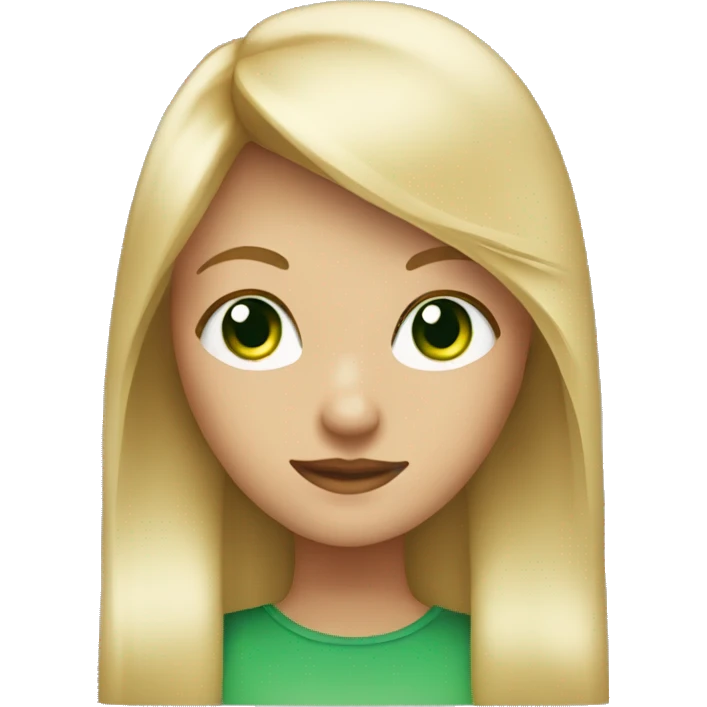 blonde girl, with green eyes, and straight hair with Straight setting emoji