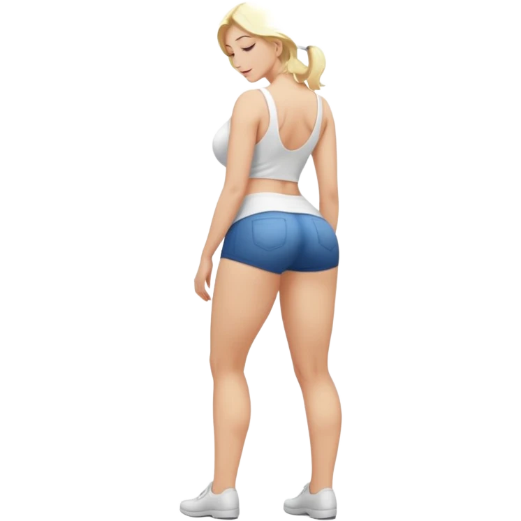 fullbody busty blonde woman bending over, SFW emoji