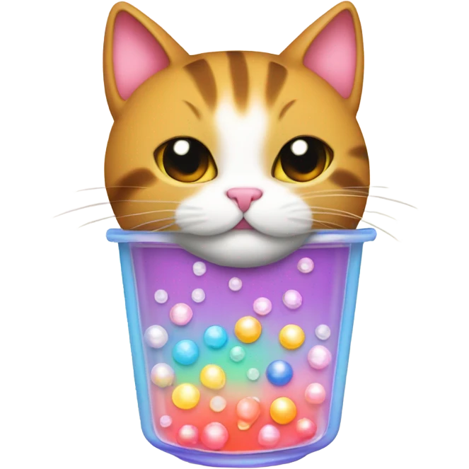 Cat drinking boba tea emoji