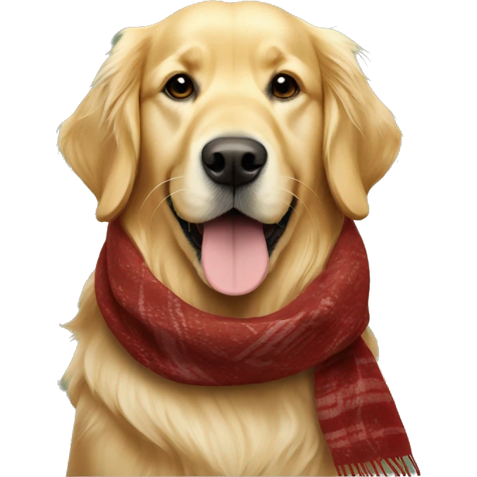Golden retriever drinking Starbucks with a scarf on emoji