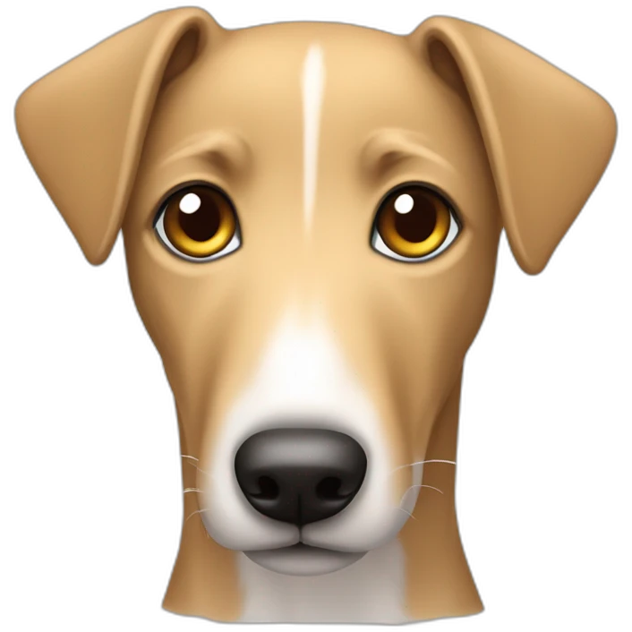 tan lurcher puppy dog with heart emoji